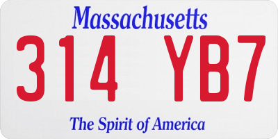 MA license plate 314YB7