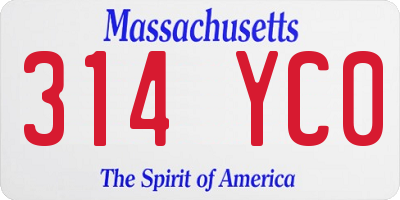 MA license plate 314YC0