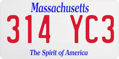 MA license plate 314YC3