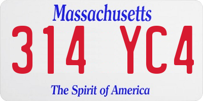 MA license plate 314YC4