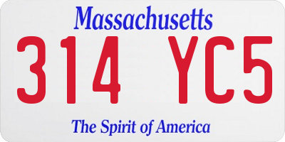 MA license plate 314YC5
