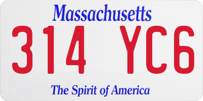 MA license plate 314YC6