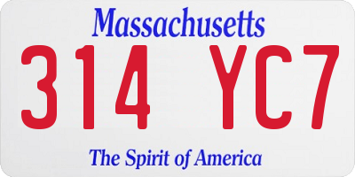 MA license plate 314YC7