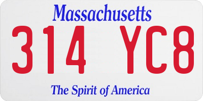 MA license plate 314YC8