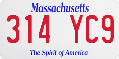 MA license plate 314YC9