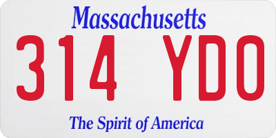 MA license plate 314YD0