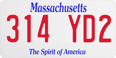MA license plate 314YD2