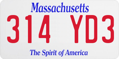 MA license plate 314YD3