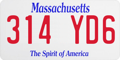 MA license plate 314YD6