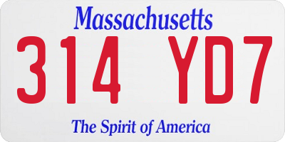 MA license plate 314YD7