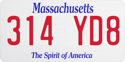 MA license plate 314YD8