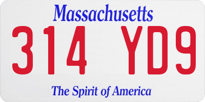 MA license plate 314YD9