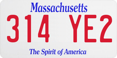 MA license plate 314YE2