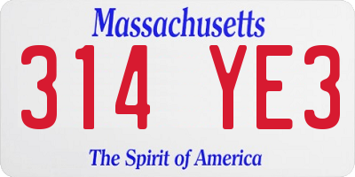 MA license plate 314YE3