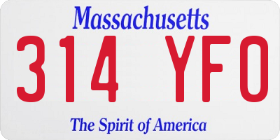 MA license plate 314YF0