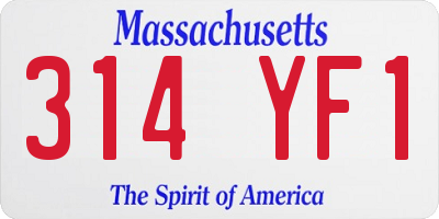 MA license plate 314YF1