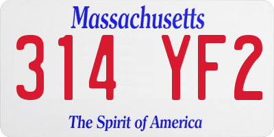 MA license plate 314YF2