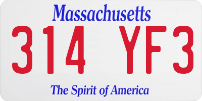 MA license plate 314YF3
