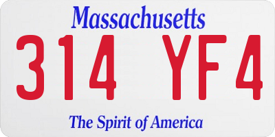 MA license plate 314YF4
