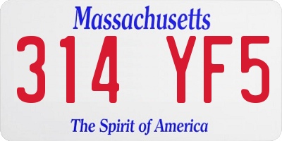 MA license plate 314YF5
