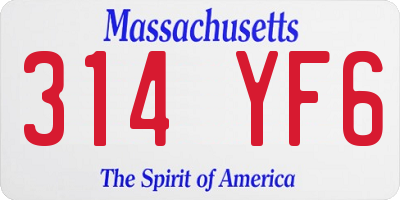 MA license plate 314YF6