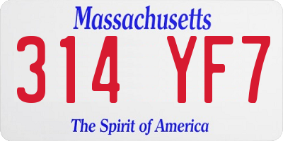 MA license plate 314YF7