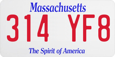 MA license plate 314YF8