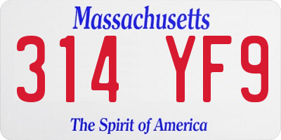 MA license plate 314YF9