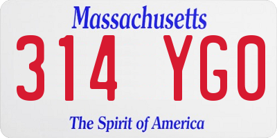 MA license plate 314YG0