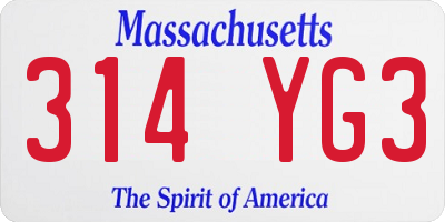 MA license plate 314YG3