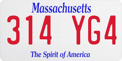 MA license plate 314YG4