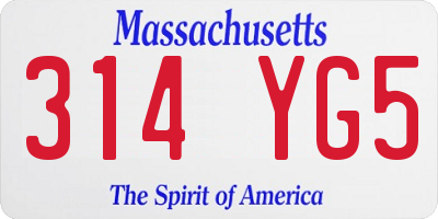 MA license plate 314YG5