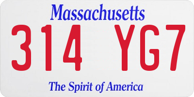 MA license plate 314YG7