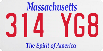 MA license plate 314YG8