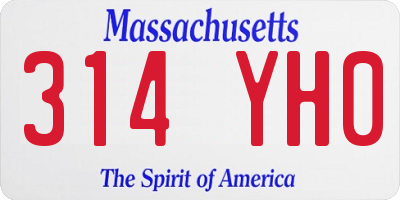 MA license plate 314YH0
