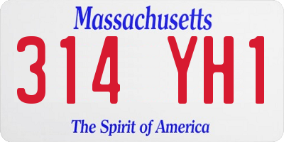 MA license plate 314YH1