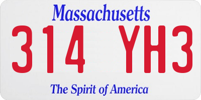 MA license plate 314YH3