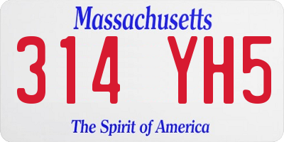 MA license plate 314YH5