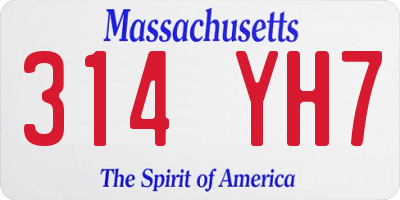 MA license plate 314YH7