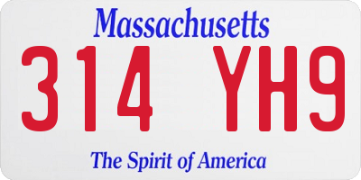 MA license plate 314YH9