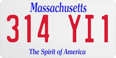 MA license plate 314YI1