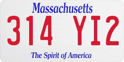 MA license plate 314YI2