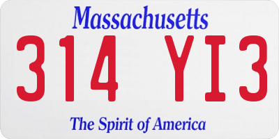 MA license plate 314YI3