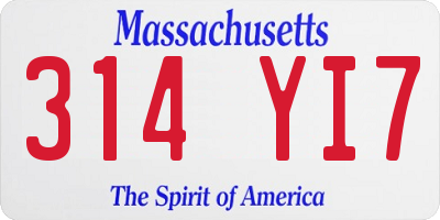MA license plate 314YI7