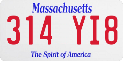 MA license plate 314YI8