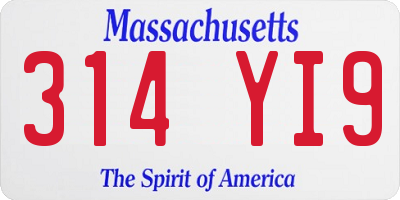 MA license plate 314YI9
