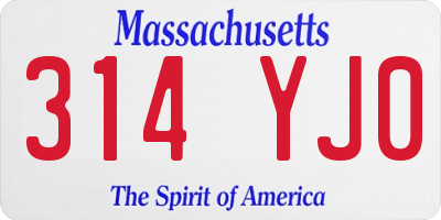 MA license plate 314YJ0