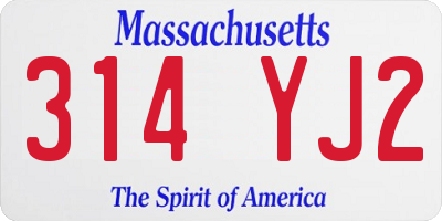 MA license plate 314YJ2