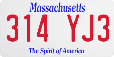 MA license plate 314YJ3
