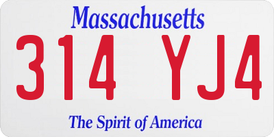 MA license plate 314YJ4